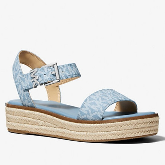 MICHAEL Michael Kors Richie Logo Platform Espadrille Sandal 7.5 - Picture 1 of 15